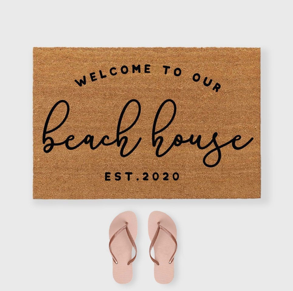 Welcome To Our Beach house Custom Doormat